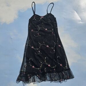 Black Floral Dress 90s Style Y2k